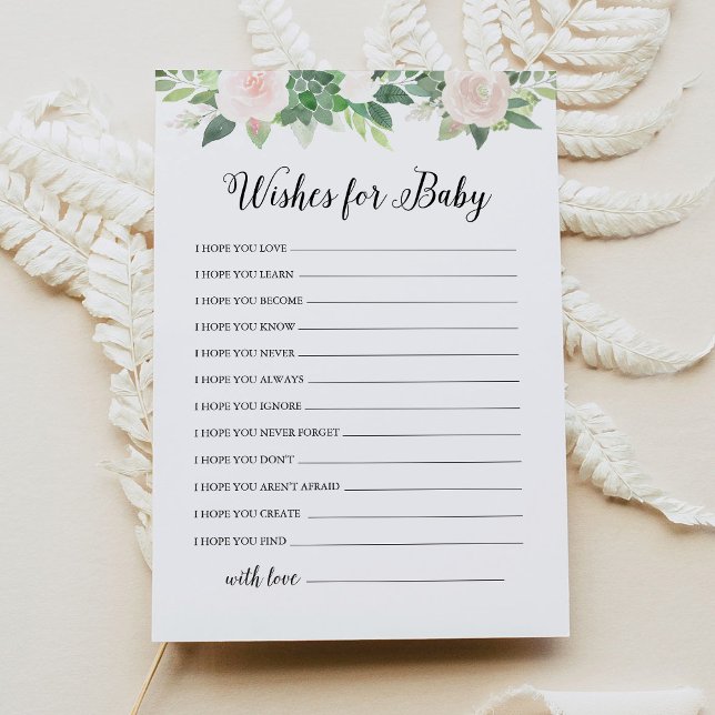 DEVON Greenery Wishes For Baby Shower Advice Card (Creator Uploaded)