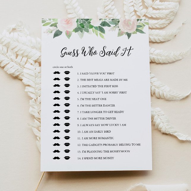 DEVON Guess Who Said It Bridal Shower Game Invitation (Creator Uploaded)