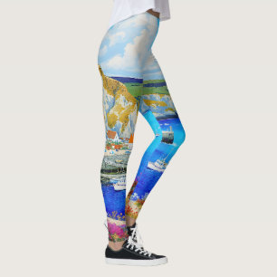 "Devon Harbour Dreamscape" – An English Seascape Leggings