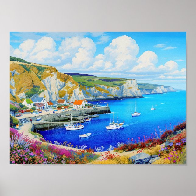 "Devon Harbour Dreamscape" – An English Seascape Poster (Front)