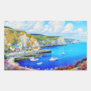 "Devon Harbour Dreamscape" – An English Seascape Rectangular Sticker