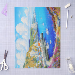 "Devon Harbour Dreamscape" – An English Seascape Tissue Paper