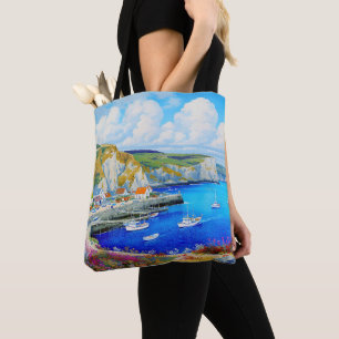 "Devon Harbour Dreamscape" – An English Seascape Tote Bag