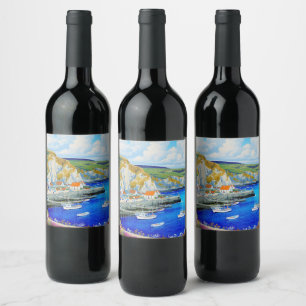 "Devon Harbour Dreamscape" – An English Seascape Wine Label