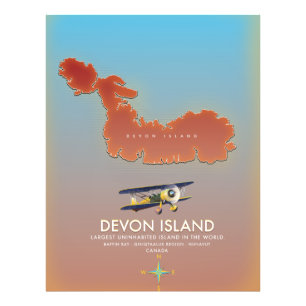 Devon island, canada map photo print