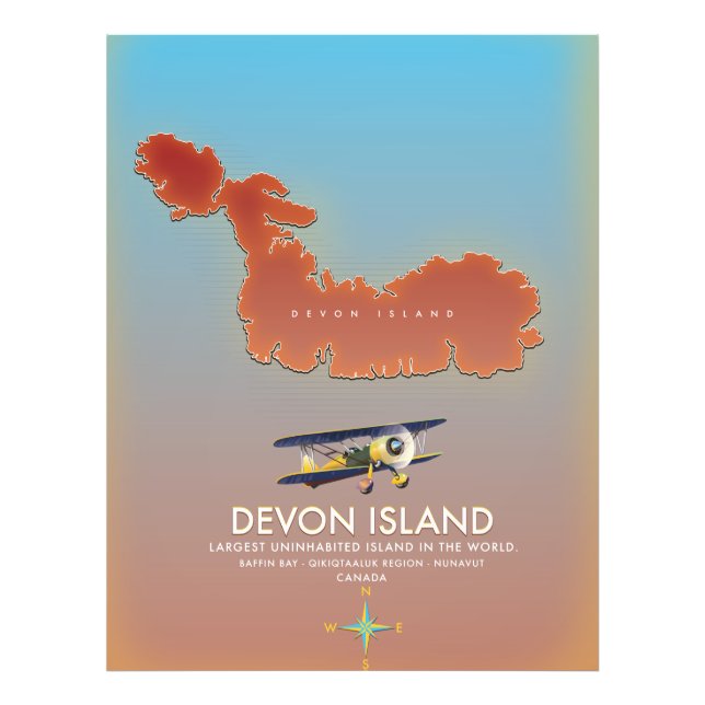 Devon island, canada map photo print (Front)