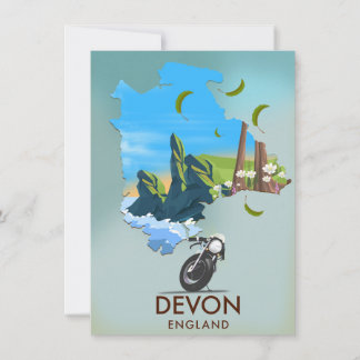 Devon Map Travel poster Invitation