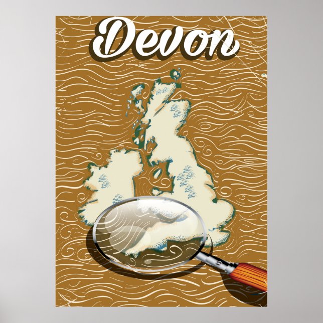 Devon map vintage travel poster (Front)