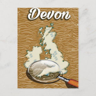 Devon map vintage travel poster postcard