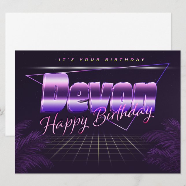 Devon Name First name lila retro card Birthday (Front/Back)