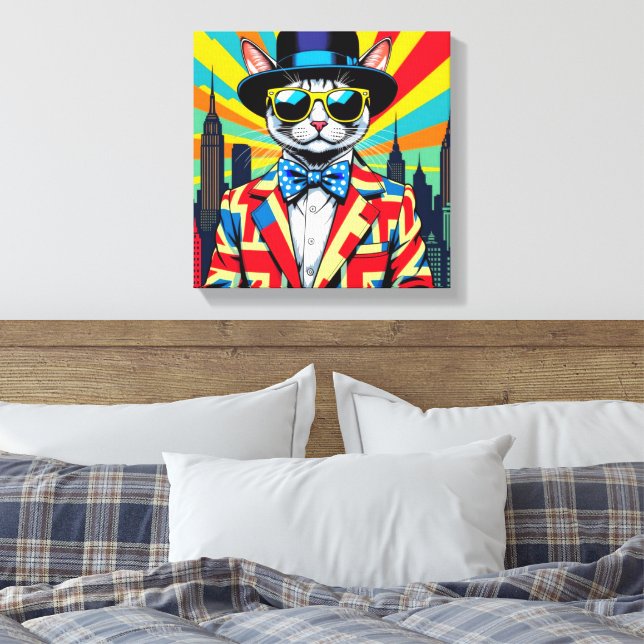 DEVON REX-BIG CITY CAT CANVAS PRINT (Insitu(Bedroom))