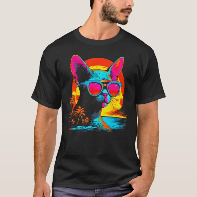Devon Rex Cat Beach T-Shirt (Front)