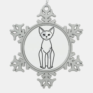 Devon Rex Cat Cartoon Snowflake Pewter Christmas Ornament