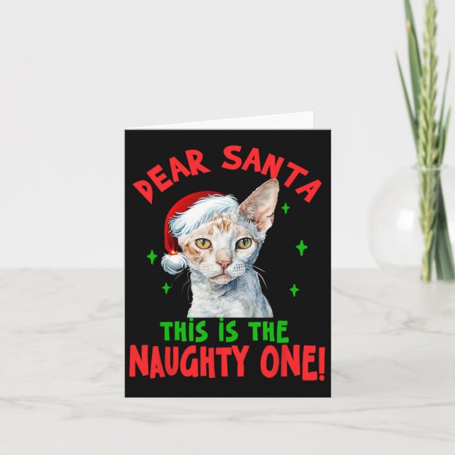 Devon Rex Cat Christmas Dear Santa This Is The Nau Card (Front)