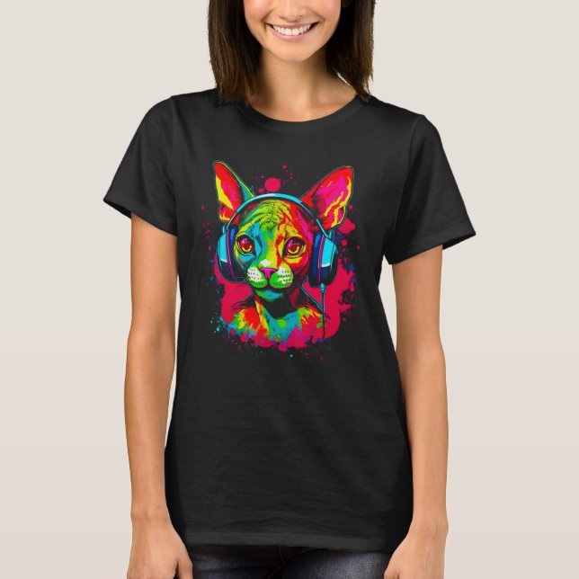 Devon Rex Cat DJ T-Shirt (Front)