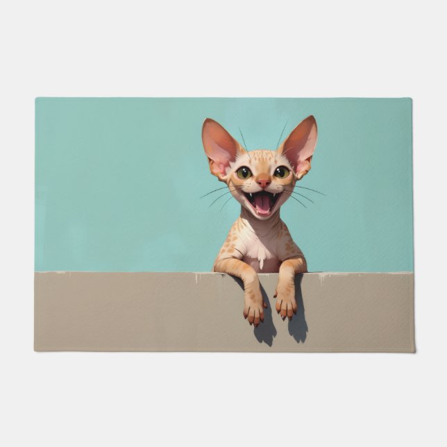 Devon Rex Cat Doormat Art (Front)