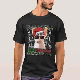 Devon Rex Cat Feliz Meowidad Funny Christmas T-Shirt