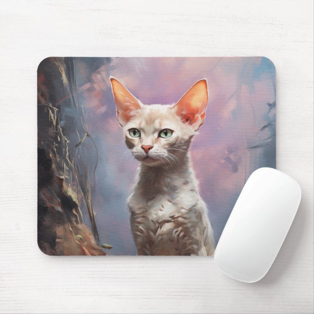 Devon Rex cat Mouse Mat (With Mouse)