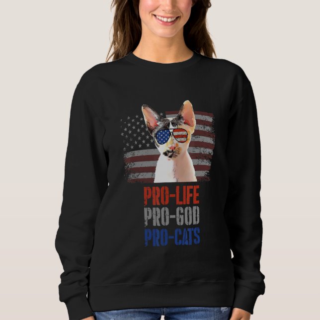 Devon Rex Cat Pro Life Pro God Pro Cats American F Sweatshirt (Front)