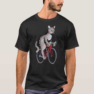 Devon Rex Cat Riding Bicycle Cute Biker Cyclist T-Shirt