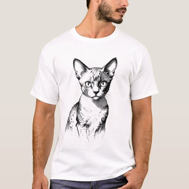 Devon Rex Cat Sketch Men's T-Shirt (Front)