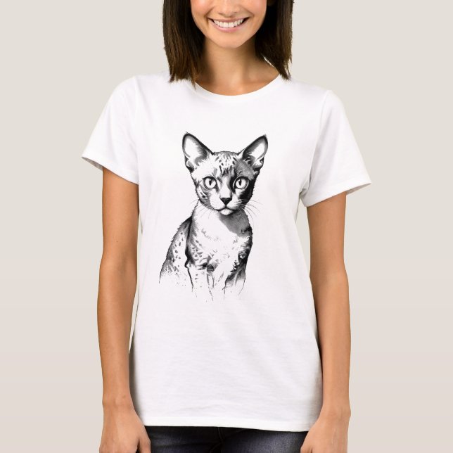 Devon Rex Cat Sketch Women's T-Shirt (Front)