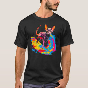 Devon Rex Cat Surfing T-Shirt
