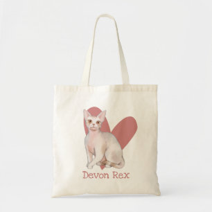 Devon Rex Cat Watercolor Kitty Pink Heart Tote Bag