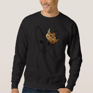 Devon Rex Cat Wearing Crown Sweatshirt