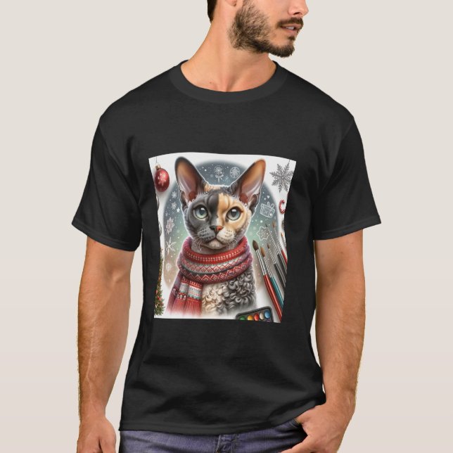 Devon Rex Christmas Cat Shirt Tee Apparel Festive  (Front)