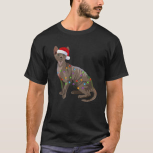 Devon Rex Christmas Lights Xmas Cat Lover Santa Ha T-Shirt