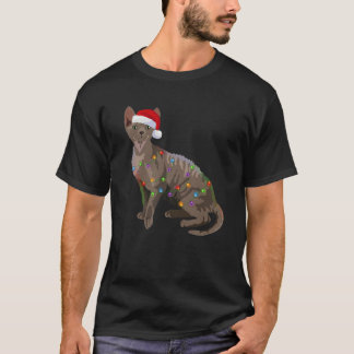Devon Rex Christmas Lights Xmas Cat Lover Santa Ha T-Shirt