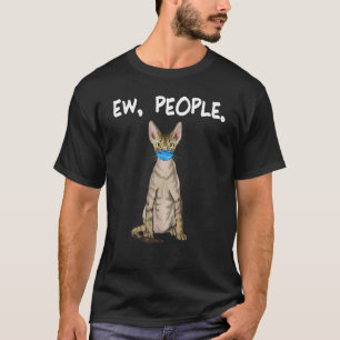 Devon Rex Ew People Funny Cat Wearing Face Mask T-Shirt