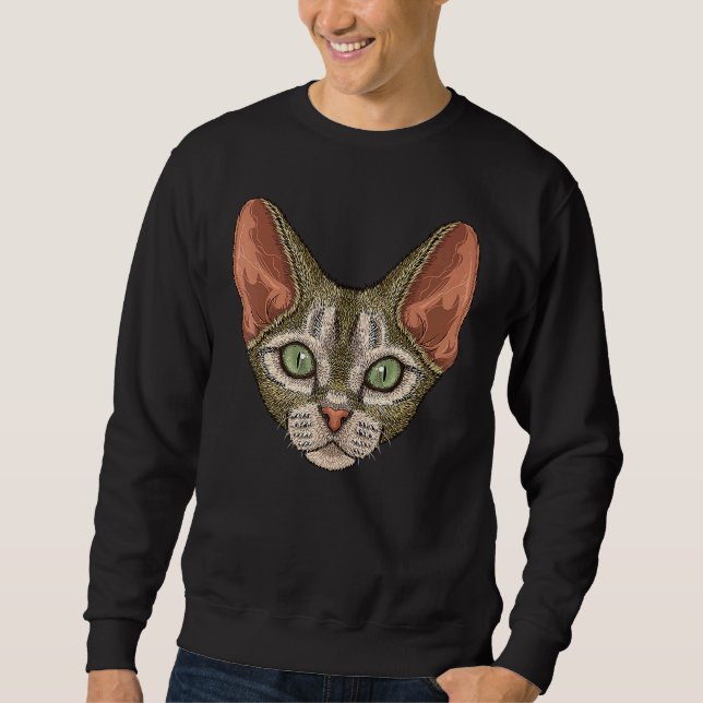 Devon Rex Face Cute Devon Rex Cat Breed Animal Sweatshirt (Front)