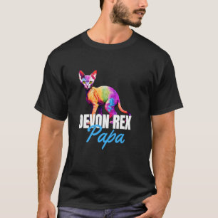 Devon Rex Papa Colourful Cute Cat Owner Boy Pet Lo T-Shirt