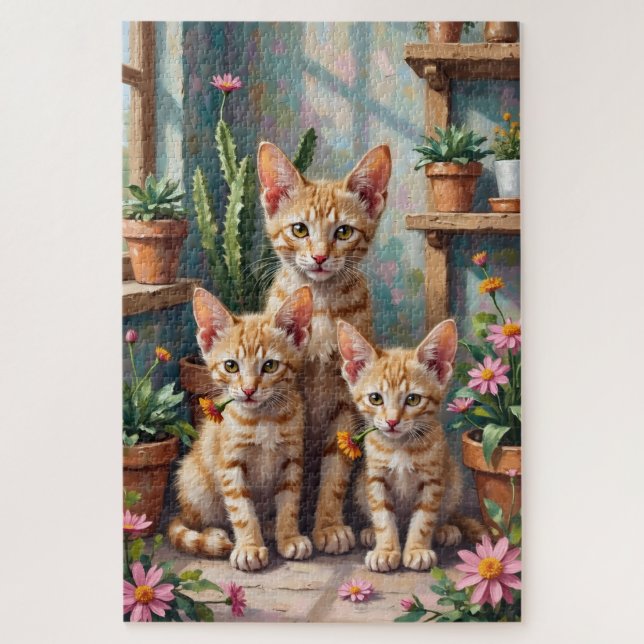 Devon Rex Succulent Garden Art Jigsaw Puzzle (Vertical)