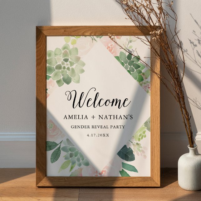DEVON Succulent Gender Reveal Welcome 18x24 Poster (Creator Uploaded)