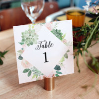 DEVON Succulent Greenery Table Number 5.25" Square