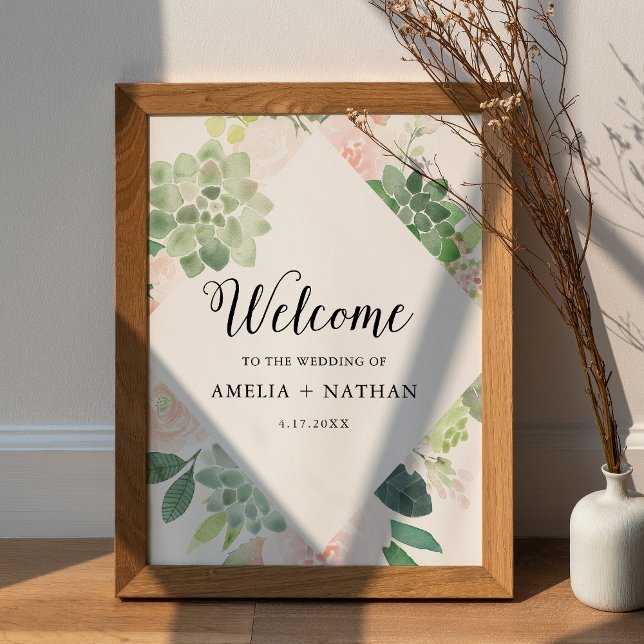 DEVON Succulent Greenery Wedding Welcome 18x24 Poster (Creator Uploaded)
