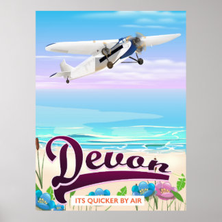 Devon vintage flight travel poster