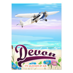 Devon vintage flight travel poster