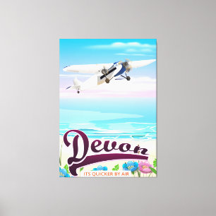 Devon vintage flight travel poster canvas print