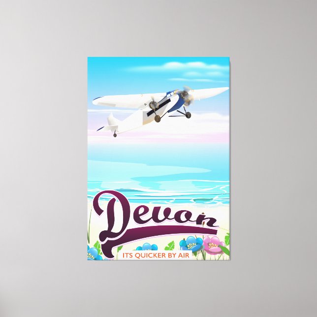 Devon vintage flight travel poster canvas print (Front)