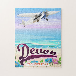Devon vintage flight travel poster jigsaw puzzle