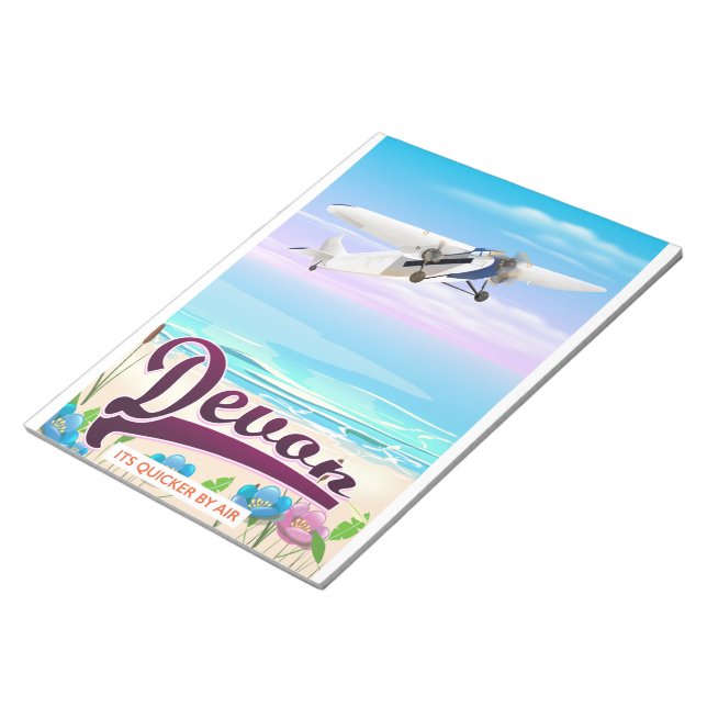 Devon vintage flight travel poster notepad (Angled)