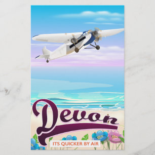 Devon vintage flight travel poster stationery