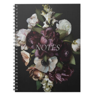 Devoted Dark Floral Spiral Notebook