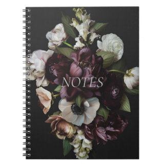 Devoted Dark Floral Spiral Notebook