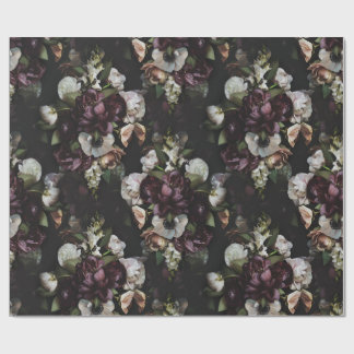 Devoted Dark Floral Wrapping Paper