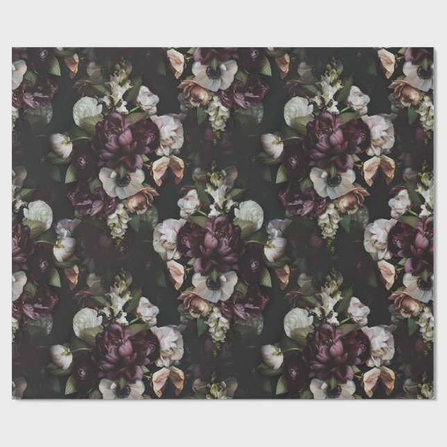 Devoted Dark Floral Wrapping Paper (Flat)